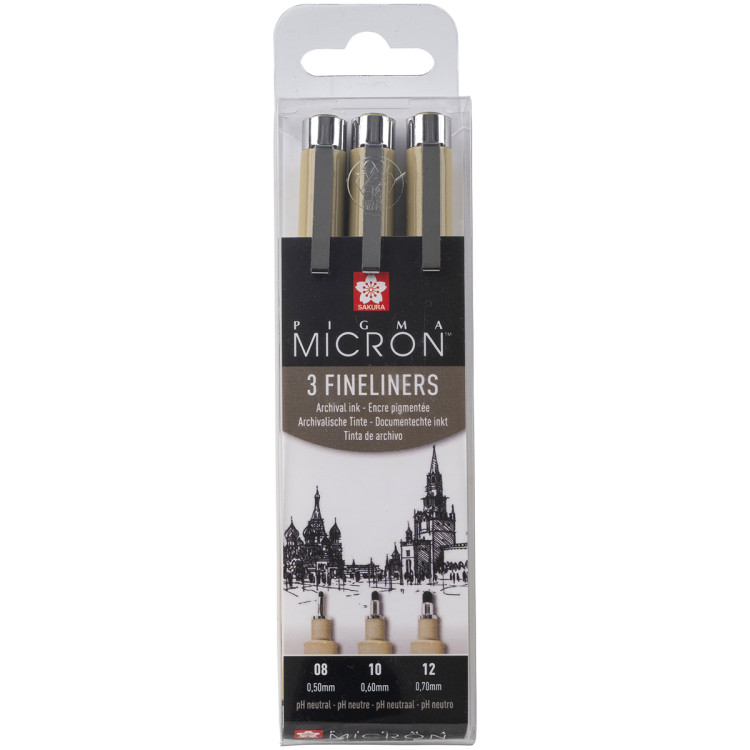 Sakura Pigma Micron Pen Set - Black - Assorted Tip Sizes (Pack of 3)