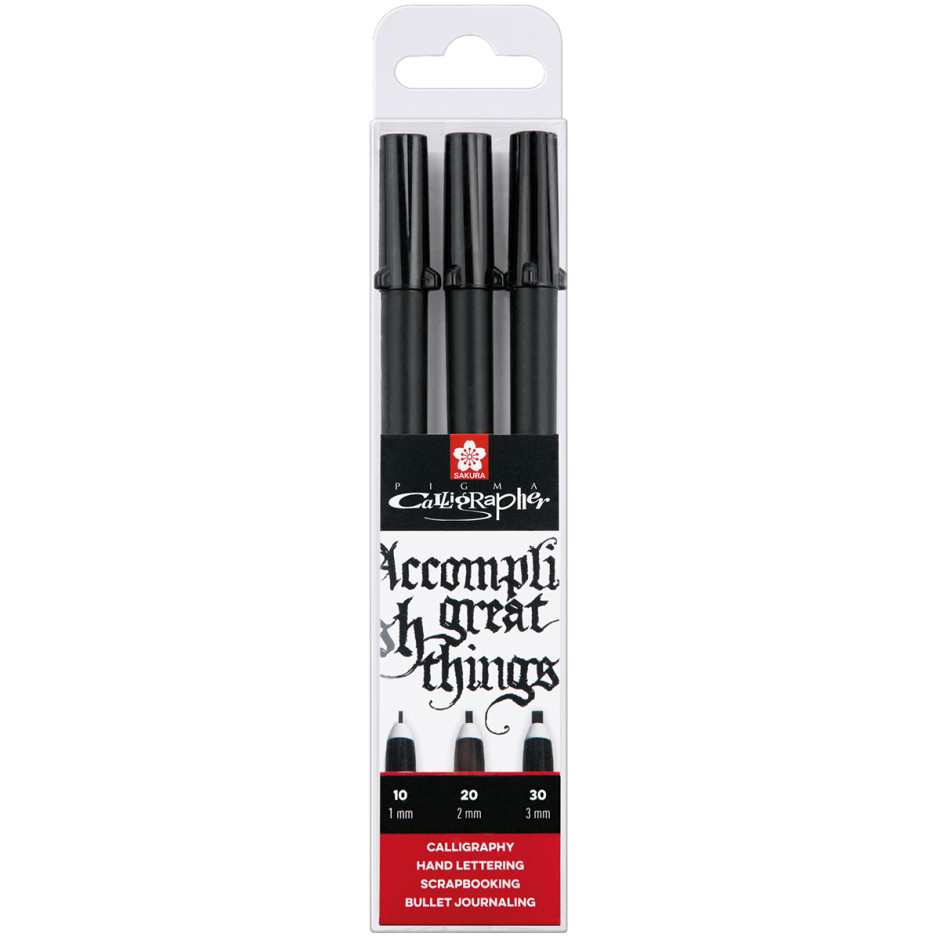 Sakura Pigma Calligraphy Pens - Black (Pack of 3)