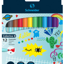 Schneider 12 Colorina Fibre Tip Pens - Broad - Assorted Colours (Pack of 12)