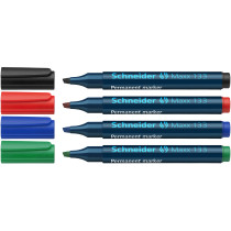 Schneider Maxx 133 Permanent Markers - Chisel Tip - Assorted Colours (Pack of 4)