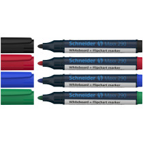 Schneider Maxx 290 Whiteboard & Flipchart Markers - Assorted Colours (Pack of 4)