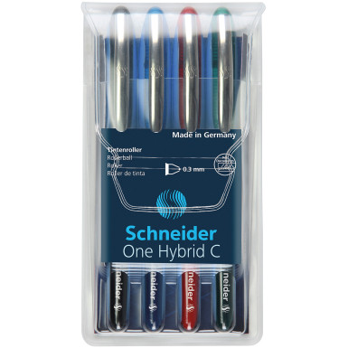 Schneider One Hybrid C Rollerball Pens - 0.3mm - Assorted Colours (Pack of 4)