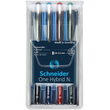 Schneider One Hybrid N Rollerball Pens - 0.3mm - Assorted Colours (Pack of 4)