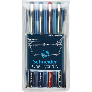 Schneider One Hybrid N Rollerball Pens - 0.5mm - Assorted Colours (Pack of 4)