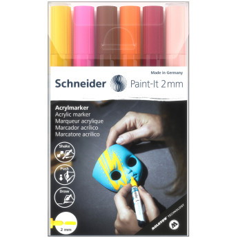 Schneider Paint-It 310 Acrylic Markers - 2mm - Set 3 (Pack of 6)