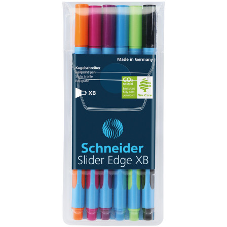 Schneider Slider Edge Ballpoint Pen - Extra Broad - Assorted Colours (Pack of 6)