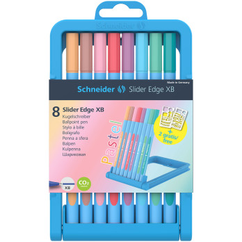 Schneider Slider Edge Ballpoint Pen - Extra Broad - Assorted Pastel Colours (Pack of 8)