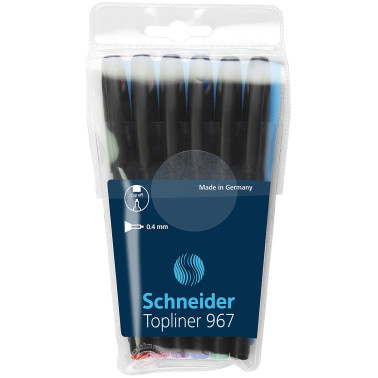 Schneider Topliner 967 Fineliner Pens - Assorted Colours (Pack of 6)