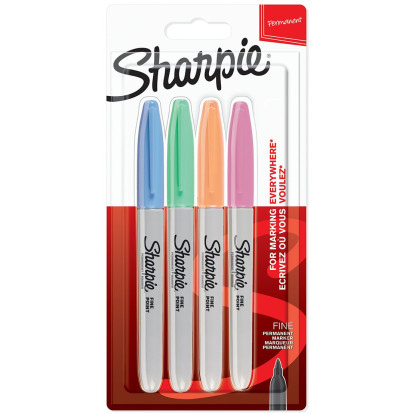 Sharpie Fine Marker Pen - Assorted Pastel Colours (Pack of 4)