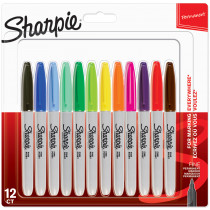 Sharpie Fine Marker Pens - Assorted Colours (Blister of 12)