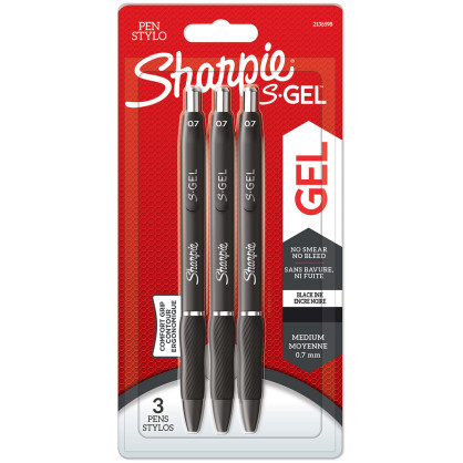 Sharpie S Gel Pens - Black (Blister of 3)