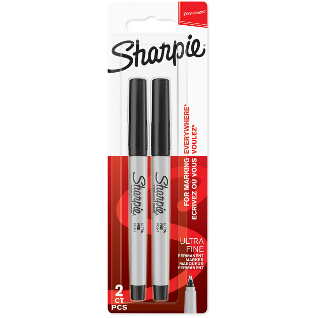 Sharpie Ultra Fine Marker Pens - Black (Blister of 2)