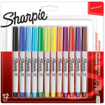 Sharpie Ultra Fine Marker Pens - Assorted Colours (Blister of 12)