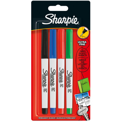 Sharpie Ultra Fine Marker Pen - Assorted Colours (Pack of 4)