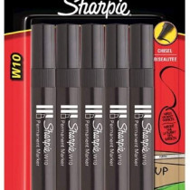 Sharpie W10 Marker Pens - Chisel Tip - Black (Blister of 5)