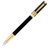S.T. Dupont D-Initial Fountain Pen - Black Lacquer Gold Trim
