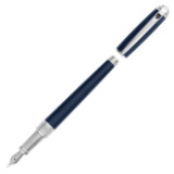 S.T. Dupont Line-D Medium Fountain Pen - Guilloche Blue & Palladium