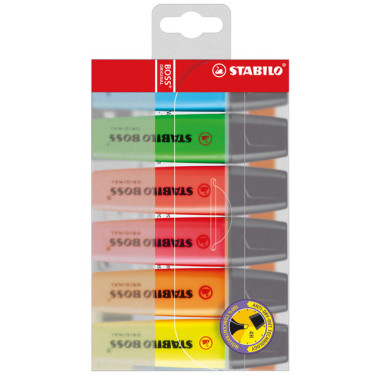 STABILO BOSS Original Highlighter Pen - Assorted Colours (Pack of 6)