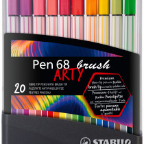 STABILO Pen 68 Fibre Tip Brush Pen  - ARTY - ColorParade - Assorted - Pack of 20