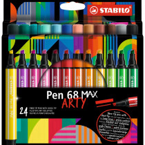 STABILO Pen 68 MAX Fibre Tip Pen - ARTY - Pack of 24 - Assorted Colours