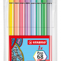 STABILO Pen 68 Fibre Tip Pen  - Wallet of 8 - Pastel Shades