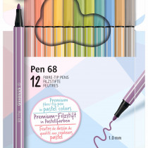 STABILO Pen 68 Premium Fibre-Tip Pen - Pastellove Set - Pack of 12 - Assorted Colours