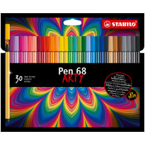 STABILO Pen 68 ARTY Fibre Tip Pen - Wallet of 30 - Assorted Colours