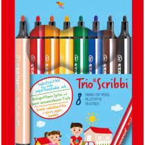 STABILO Trio Scribbi Fibre Tip Pen - Wallet of 8 - Assorted Colours