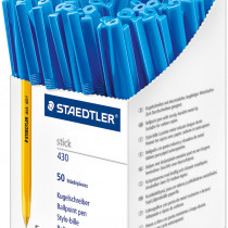 Staedtler 430 Stick Ballpoint Pen - Fine - Blue - Box of 50