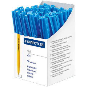 Staedtler 430 Stick Ballpoint Pen - Fine - Blue - Box of 50