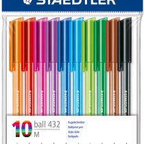 Staedtler 4320 Stick Ballpoint Pen - Medium - Assorted Colours (Pack of 10)