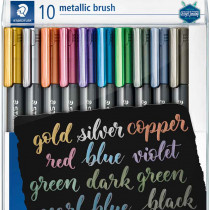 Staedtler Metallic Brush Pens - Assorted Colours (Wallet of 10)