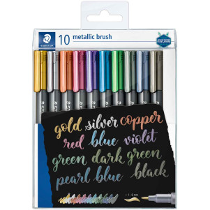 Staedtler Metallic Brush Pens - Assorted Colours (Wallet of 10)