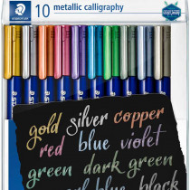 Staedtler Metallic Calligraphy Markers - Assorted Colours (Wallet of 10)