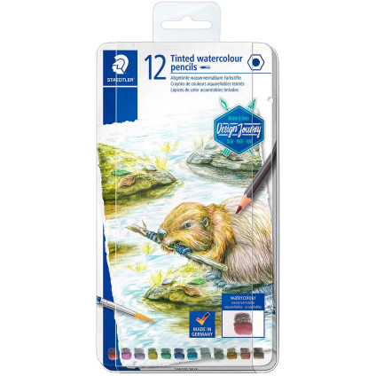 Staedtler Design Journey Tinted Watercolour Pencils - Assorted Colours (Tin of 12)