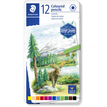 Staedtler Design Journey Colouring Pencils - Assorted Colours (Tin of 12)