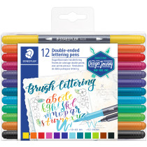 Staedtler Double Ended Lettering Pen - Assorted Colours (Pack of 12)