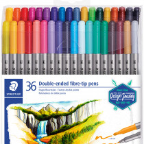 Staedtler Double Ended Fibre Tip Pens - Assorted Colours (Wallet of 36)