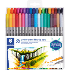 Staedtler Double Ended Fibre Tip Pens - Assorted Colours (Wallet of 36)