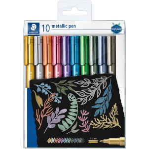 Staedtler Metallic Fibre Tip Markers - Assorted Colours (Pack of 10)