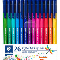 Staedtler Triplus Fibre Tip Pens - Assorted Colours (Pack of 26)
