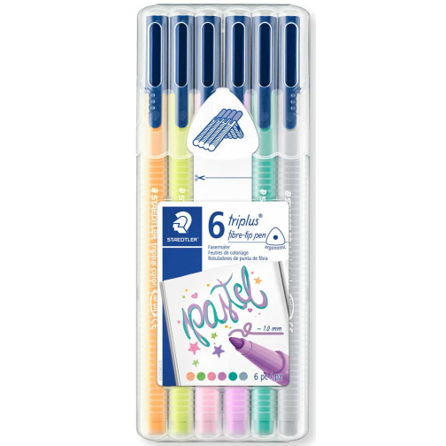 Staedtler Triplus Fibre Tip Pens - Assorted Pastel Colours (Pack of 6)