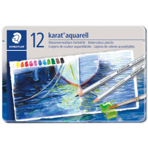 Staedtler Karat Aquarell Watercolour Pencils - Assorted Colours (Tin of 12)