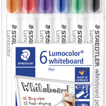 Staedtler Lumocolor Slim Whiteboard Pen - Assorted Colours (Pack of 6)