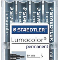 Staedtler Lumocolor Permanent Pen - Assorted Tip Sizes - Black (Pack of 4)