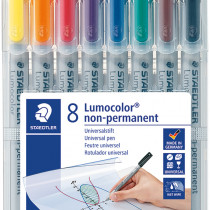 Staedtler Lumocolor Nonpermanent Pens - Superfine - Assorted Colours (Pack of 8)