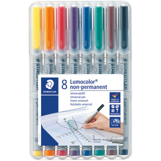 Staedtler Lumocolor Nonpermanent Pens - Superfine - Assorted Colours (Pack of 8)