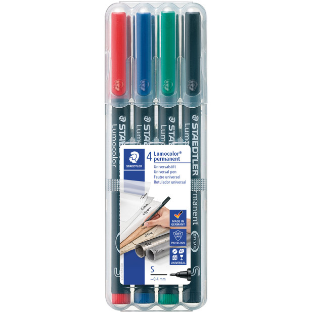 Staedtler Lumocolor Permanent Pen - Superfine - Assorted Colours (Pack of 4)