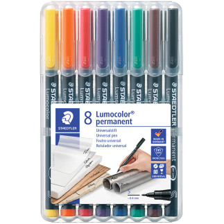 Staedtler Lumocolor Permanent Pen - Superfine - Assorted Colours (Pack of 8)