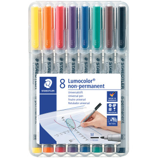 Staedtler Lumocolor Nonpermanent Pen - Medium - Assorted Colours (Pack of 8)